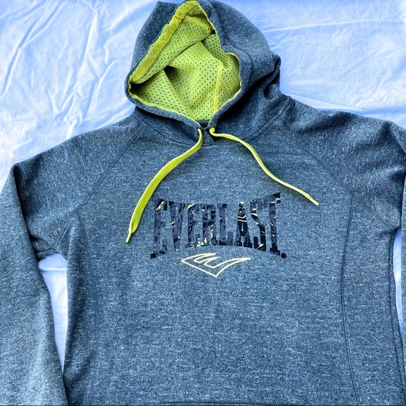 Everlast Mens Hoodie Grey & Yellow Sweatshirt - Picture 2 of 7